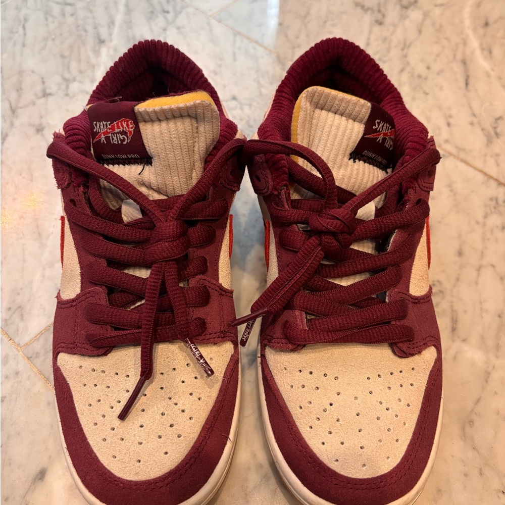 Nike Women's Sneakers - Maroon and Cream